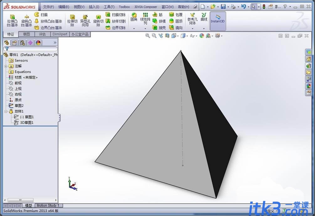 SolidWorks怎么建模三角椎体? sw画正四面体的教程-8