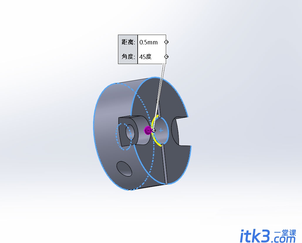 solidworks2021怎么画固定环? sw沉孔双孔开口型固定环的绘制方法-8