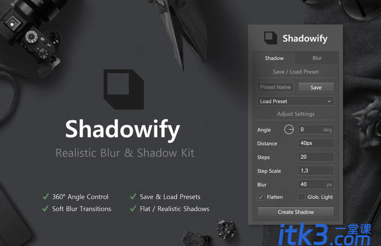 ps平滑长投影插件 Shadowify v2.0【支持ps2021版本及以上】-1