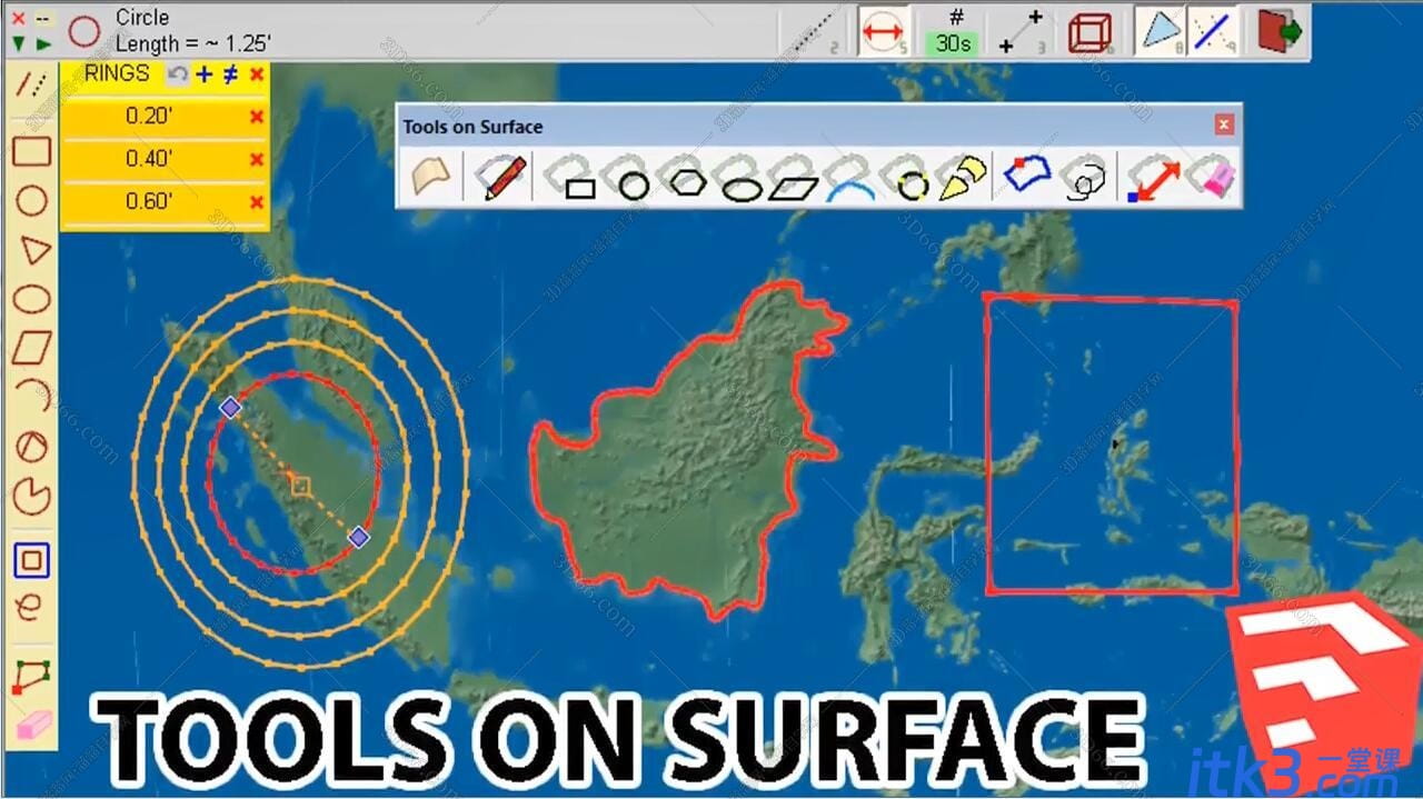 SketchUp草图大师曲面绘图工具插件：ToolsOnSurface v2.4a-1